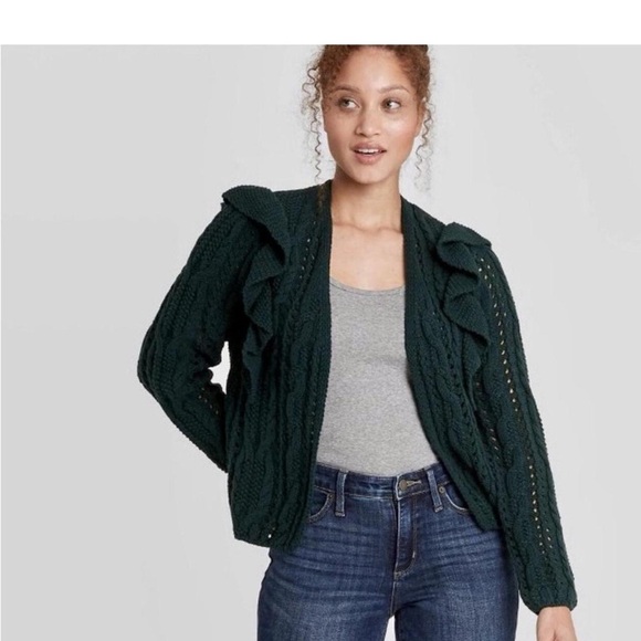 Universal Threads cute green knit‎ open cardigan with ruffles xs - Picture 7 of 7